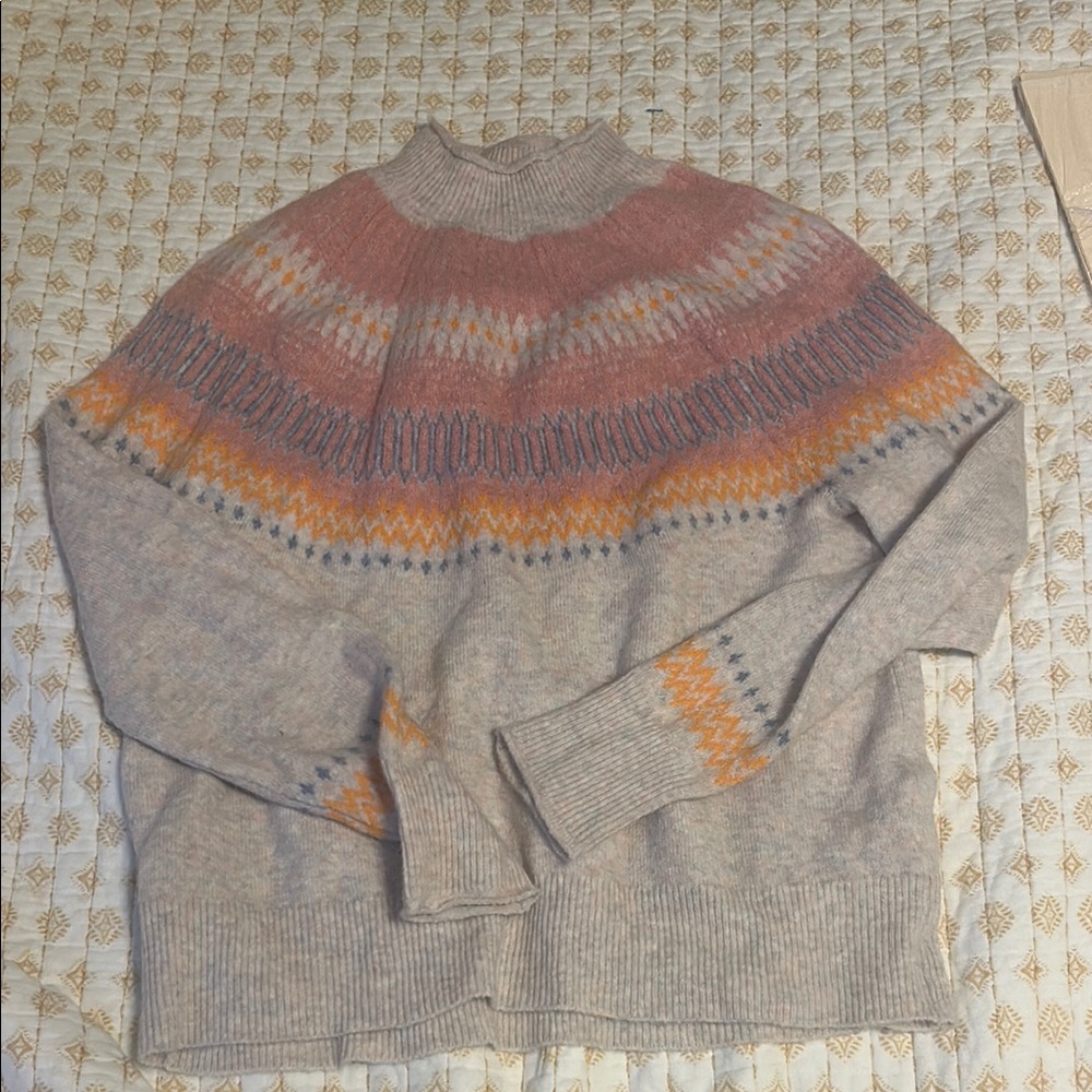 Cozy Multicolor Patterned Women's Mock neck Sweater